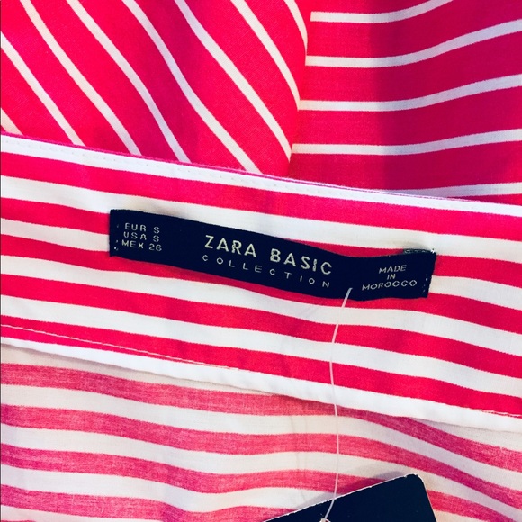 Zara Fit & Flare Stripe Printed Fuchsia Skirt - Picture 7 of 8